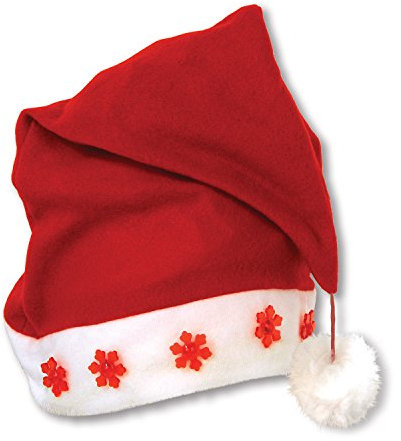 Beistle 20732 Leuchtende Nikolausmütze, Stoff, rot/weiß