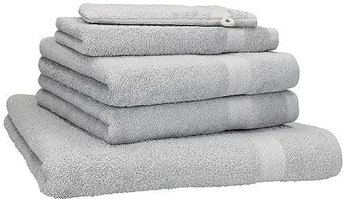 Betz Premium Frottier Handtuch-Set 5-teilig - 1x Liegetücher - 2X Handtücher - 1x Gästetücher - 1x Waschhandschuh - Silbergrau