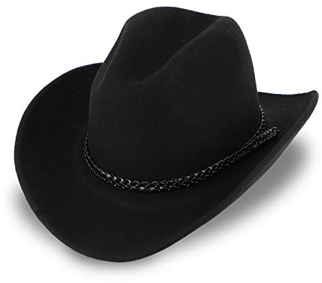 fiebig Westernhut Chuck mit Kunstlederband | Cowboyhut aus 100% Wollfilz Made in Italy | Individuell formbar | Wollfilzhut in vielen Größen (61-XL)