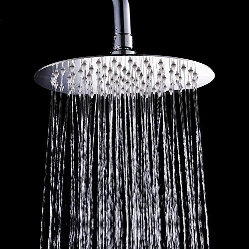 Duschkopf Regendusche - Kreisförmiger Regenduschkopf 304 Brausekopf aus Edelstahl Ultra Thin Regendusche Kopf Badezimmer Top Sprayer (8 Zoll Rund)