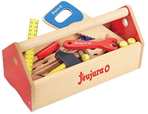 Jeujura - 8592-Tableau en Bois-Boite a Outils en Bois, 30 x 14 cm