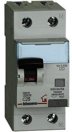 BTICINO GC8813AC25 MAG. DIFF AC 1P+N 30MA 25A 4500A