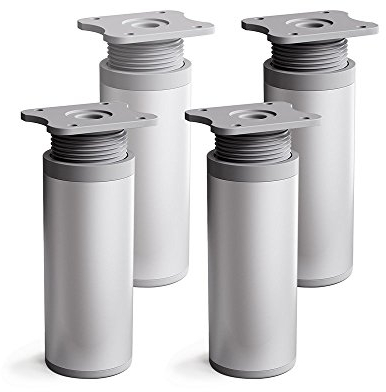 Sossai Runde Möbelfüße MFR1, 4er Set, 120 mm, höhenverstellbar, Aluminium eloxiert, für Schränke, Regale und Kommoden