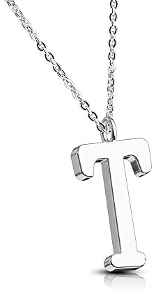Bungsa BUCHSTABE T Halskette Silber - BUCHSTABEN-ANHÄNGER T Kette - Alphabet Kette für Frauen & Männer - aus Edelstahl - Schmuck für Jungs & Mädchen