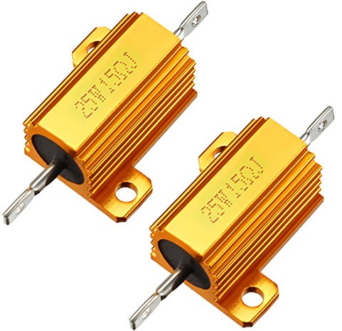 Sourcingmap 25W 15 Ohm 5% Aluminum Housing Resistor Screw Tap Chassis Mounted Aluminum Case Wirewound Resistor Load Resistors Gold Tone 2 pcs