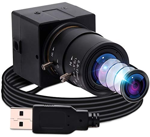 ELP 8 Megapixel Zoom Web Kamera IMX179 Sensor USB Kamera HD 2.8-12mm Variable Fokus Manuell Objektiv Mini Kamera Unterstützt Windows/Linux/Android 2448P Webcam USB8MP02G-SFV(2.8-12mm)