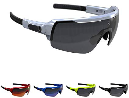 BBB Cycling Fahrradbrille Commander | Herren und Damen Sportbrille Sonnenbrille Radsport | mit drei Wechselgläsern | Polycarbonat | MTB Rennrad Urban | Glänzend Weiß | BSG-61