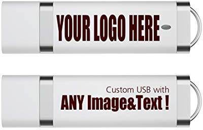 Individuell Bedruckte USB Stick 4GB Werbeartikel Memory Stick mit Aufgedruckten Bildern, Logo, Text – 25 Stück Weiß