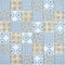 Mosaikfliese blau orange weiß retro vintage viktorianisch ornament Küche Wandverkleidung Küchenfliese Mosaikwand Küchenrückwand Fliesenspiegel