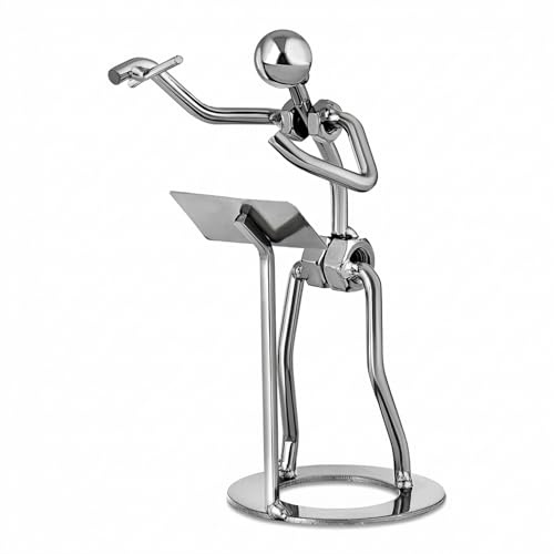 Broadway Gifts 17,8 cm silberfarbene Orchester-Figur – Metall-Orchester-Regisseur-Statue – industrieller Chorlehrer-Figur