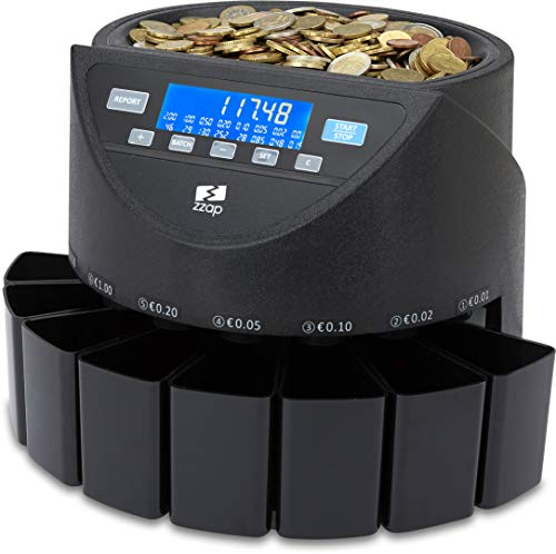 ZZap CS20+ Automatischer EURO Münzzähler & -sortierer - Geldzählmaschine Münzzählautomat Geldzähler