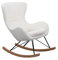 SalesFever Schaukelstuhl SKAL | Bezug Teddyfell in Weiß | Kufen Massiv-Holz | Gestell Metall schwarz | Rocking-Chair im skandinavischen Design