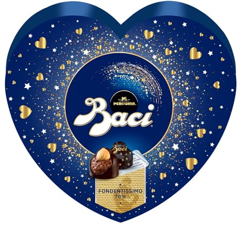 BACI PERUGINA Fondente 70% Cioccolatini Fondenti ripieni al Gianduia, Scatola Cuore 100g