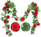 Shiwaki 2PCS 95cm/37inch Artificial Rose Flower Garland Hanging Greenery Vine Silk Floral Vine Home Wedding Arch Wall Craft Arrangement Decorations,Pack of 2 (RED Rose)