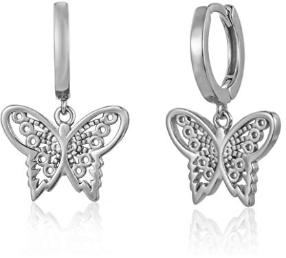 Brandlinger ® Atelier Creolen mit Schmetterling Anhänger aus 925 Sterling Silber