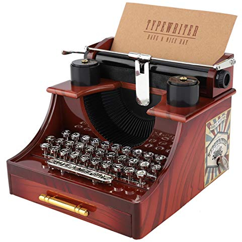 Retro-Spieluhr, alte Spieluhr im Schreibmaschinenstil mit Schublade, mechanische Spieluhr, elegantes und exquisites Design, geeignet für Sammlung, Weihnachtsdekoration, Jubiläumsgeschenke, Heimdekorat