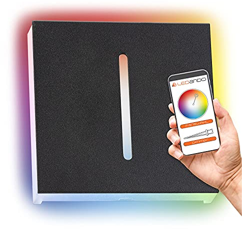 LEDANDO Wifi LED Treppenbeleuchtung STRIPE in anthrazit/schwarz eckig für Schalterdose RGB + Warmweiß bis Kaltweiß dimmbar Smart Tuya App Steuerung Stufenbeleuchtung