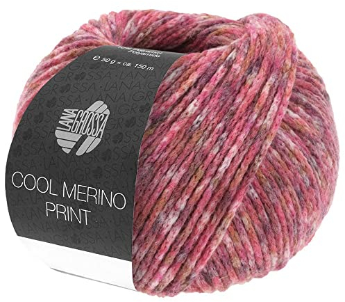 LANA GROSSA Cool Merino Print | Leichtes Kettengarn aus klassischer Merinowolle | Handstrickgarn aus 90% Schurwolle (Merino) & 10% Polyamid | 50g Wolle zum Stricken & Häkeln | 150m Garn FB 103