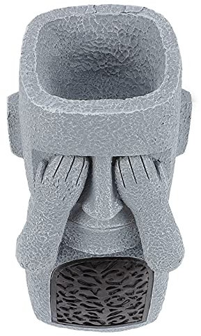 Angoily Osterinsel Steinmann Gartenskulpturen Stein Osterinsel-skulptur Moai-Monolith-Statue Sukkulenten Pflanztöpfe Moai Kopf Stein Garten Steinfiguren Kunstharz Glücklich Urne