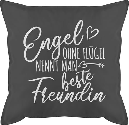 Kissen 50x50 - Engel ohne Flügel nennt Man Beste Freundin - 50 x 50 cm - Grau - Geschenk Ideen für Geschenke Freundinnen Fuer männerkissen Geburtstag Geburtstagsgeschenk Freundschaft zierkissen