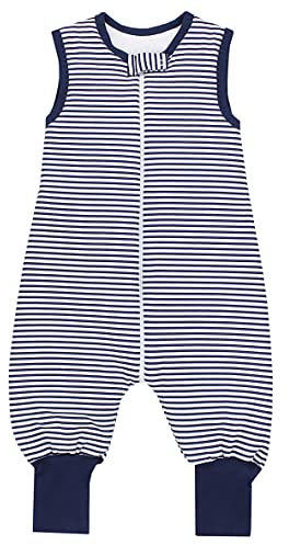 TupTam Baby Schlafsack mit Füßen Ganzjahresschlafsack 2,5 TOG, Farbe: Streifen Dunkelblau, Größe: 80-86