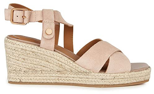 Geox Women's D Panarea Espadrille Wedge Sandal, Nude, 6 UK