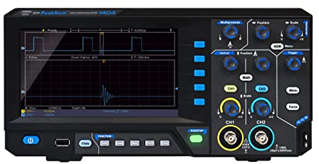 PeakTech 1404, oscilloscopio di memoria digitale, 2 canali, 100 MHz, 1GS/s, interfaccia USB, software PC, P 1404, nero