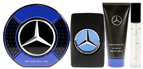 Mercedes-Benz Man Geschenkset Parfums für Männer – enthält 10 ml und 100 ml Eau De Toilette und 100 ml Duschgel – aromatische, holzige, fruchtige Düfte, Noten von Ambrette-Samen und Birnen 3 Stk.