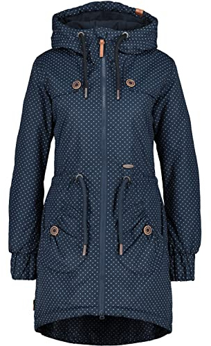 ALIFE and Kickin CharlotteAK A Coat – Damen Wintermantel – Lange Winterjacke für Kalte Tage – Mantel für Herbst & Winter – Perfekt für Freizeit & Alltag Marine dots S