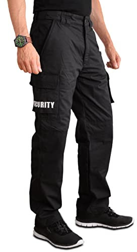 PRODEF® Pantalones de trabajo para personal de seguridad con protección contra cortes de nivel 5, parches de seguridad desmontables, Negro , M
