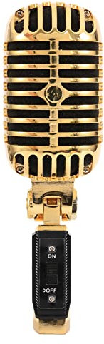 ESmoda Wired Vintage Classic Microphone Dynamic Vocal Mic Microphone for Performance Karaoke(Gold)