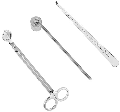 Kerzendochtschere Set, Edelstahl Kerzendochtschere, Docht-Dipper Kerzenlöscher Kerzen Werkzeug Zubehör, Kerzenzubehör 3 in 1