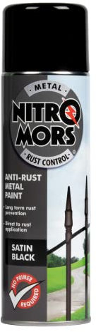 Nitromors Anti-Rust Satin Finish Metal Spray Paint, Aerosol Can, Black, 500 ml