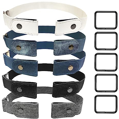 5 Stück Unsichtbarer Stretch Elastischer Gürtel Ohne Schnalle, Schnallenloser, Langlebiger, Dehnbarer Für Jeans & Hosen, Justierbarer Stretchgürtel Für Damen & Herren