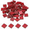 sourcing map Mosaik Fliesen Glas Fliesen Glanz Kristall Glas Stücke Masse Quadrat Glitzer Kristall 2 x 2cm für Haus Dekoration Basteln Handwerk Pack von 50(200g Dunkel Rot)