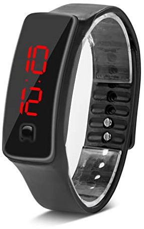 Montre Numérique LED pour Femme, Bracelet en Silicone, Montre de Sport Numérique, Cadran 12 Heures, Affichage électronique, Montre-Bracelet pour Homme, Femme, Adolescent, étudiant. (Noir)