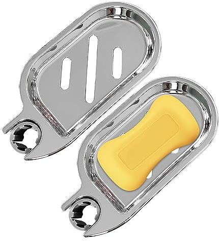 ATBUSS Lot de 2 Porte-Savon Avec Couvercle en Silicone Antidérapant, en ABS, de Douche, Creux, Pour Tubes de 22 mm