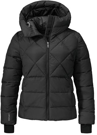 Schöffel Damen Ins Jacket Boston L, warme Winterjacke aus recycelten Materialien, leichte Steppjacke mit Kapuze, winddicht und wasserabweisend, black, 40