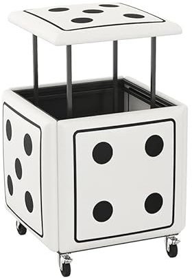 GaRcan Quadratische Lederbank, 5-in-1-Sitzwürfel mit Lenkrollen, stapelbare Hocker, Fußhocker mit Rollen für Wohnzimmer, Esszimmer, 49 cm