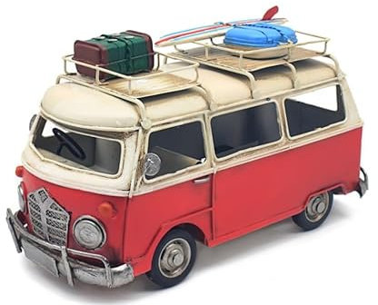 Tamersgifts Metal Tin Vintage Collectible Models Classic Transport Cars Scooters Motorbikes Planes Trains Tractors (Red Camper Van Tin Model)