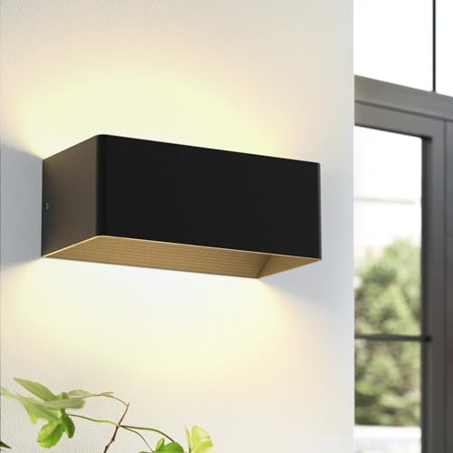 Kowanie LED Wandleuchte innen Wandlampe: Wandbeleuchtung Schwarz Up Down Wandstrahler 5W Flurlampe Wand aus Metall Warmweiß 3000K Wandlicht Modern für Wohnzimmer Schlafzimmer Treppenhaus Flur
