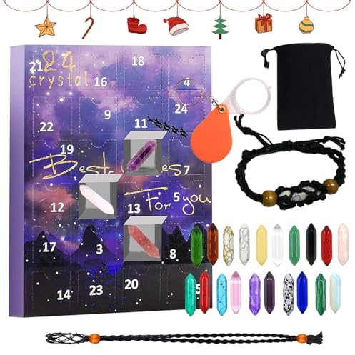 Rock Collection Adventskalender | Adventskalender 2023 | 24 Tage Naturstein-Geschenkbox | Naturkristall Stein Mineralien | Rock Collection Countdown Kalender | Für Jungen Mädchen