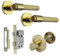 Betley Butterfly Knurled Door Handles Bathroom Pack Brass Loop & Neck Lever on Round Rose Latch Handle Thumbturn for Internal Wooden Doors for Home and Office Luxe