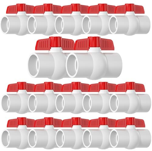 EPHECH SCH40 PVC-Kugelhahn, 1,9 cm (3/4 Zoll) PVC-Kugelhahn, mit leicht zu drehendem rotem T-Griff, Absperr-PVC-Kugelhahn-Stecknuss für Schwimmbad, Sprinklerleitungen, Sanitär- und Bewässerungssystem