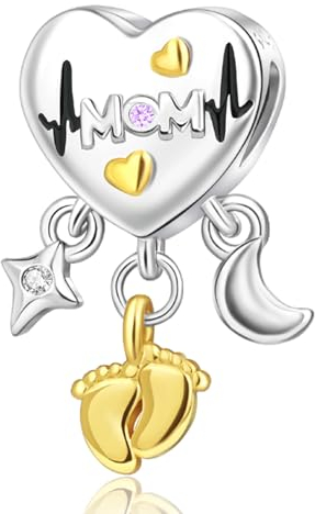 Simphman Charm Anhänger 925 Sterling Silber Charms Forever Mom Love Bead Charms für Europäischen Armband und Halskette 5A Zirkonia Armband Charm Geburtstag Schmuck Geschenk für Damen Frauen