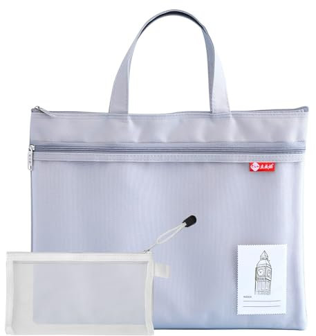 Pochette Document Zippée A4, 2 Pièces Sacoche Porte Documents a4 Document Sac Étanche Avec Poignée Double Couche Pochette Document Fournitures de Bureau pour Étudiants