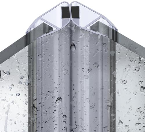 Flintronic Magnétiques Joint de Douche pour Paroi en Verre, 100CM Magnétiques Barrière de Douche 90 dégrées, Joint Porte Douche pour Vitre 6-8mm, PVC Joint d'Étanchéité Cabine Douche Barrière