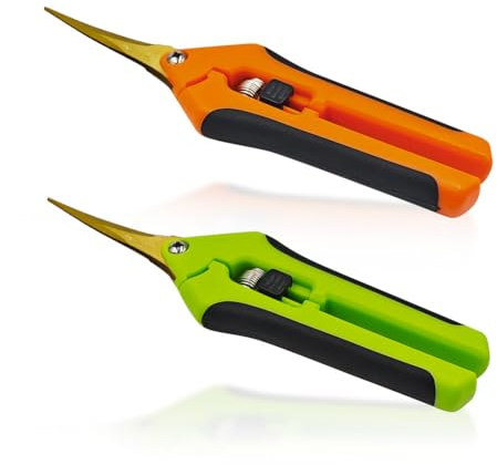 SHUNCHG 2 Pièces Secateur de jardin à Main avec lames courbes revêtues de titane, Ciseaux Jardinage, Sécateur jardin pour fleurs roses fruits plantes clôtures, Outillage de jardin