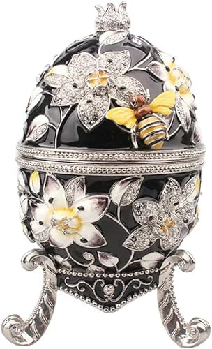Grand œuf de Fabergé émaillé Peint à la Main, boîte à bibelots en Forme d'abeille, boîte à bibelots décorative à charnière de Style Vintage, Cadeau Unique pour la décoration de la Maison, no