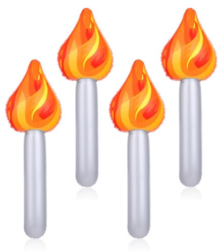 Giantree Inflatable Torch Prop Halloween Decorations, 4Pcs 16In Fun Torch Inflates for Halloween Cosplay, Fake Torch Prop for Games Sports Competition Themed Party Decoration Halloween Cosplay(Style1)